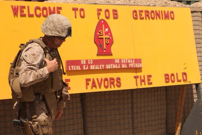 U.S. Marine Corps Maj. Gen. David H. Berger, commanding general of Task Force Leatherneck walks towards the flight line on Forward Operating Base (FOB) Geronimo, Helmand province, Afghanistan Aug. 18, 2012. Maj. Gen. Berger visited FOB Geronimo to discuss future operations in the 3rd Battalion, 8th Marine Regiment area of operation. (U.S. Marine Corps photo by Lance Cpl. Cesar N. Contreras/Released)