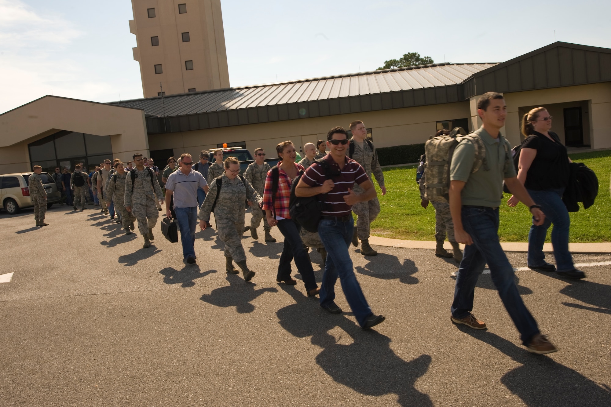 Airmen of 11th Intelligence Squadron prepare for pre-storm departure at Hurlburt Field, Fla., Aug. 26, 2012. Hurlburt Field assets were being evacuated as Tropical Storm Isaac approaches the Gulf Coast region. (U.S. Air Force photo / Airman 1st Class Nigel Sandridge)