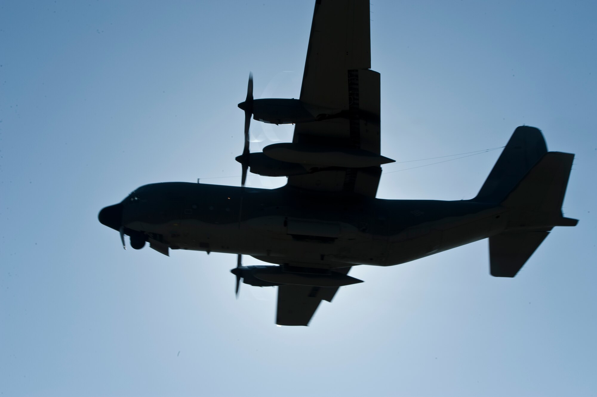 A U.S. Air Force C-130 departs from the flightline at Hurlburt Field, Fla., Aug. 26, 2012. Hurlburt Field assets were being evacuated as Tropical Storm Isaac approaches the Gulf Coast Region. (U.S. Air Force Photo/Airman 1st Class Hayden K. Hyatt)