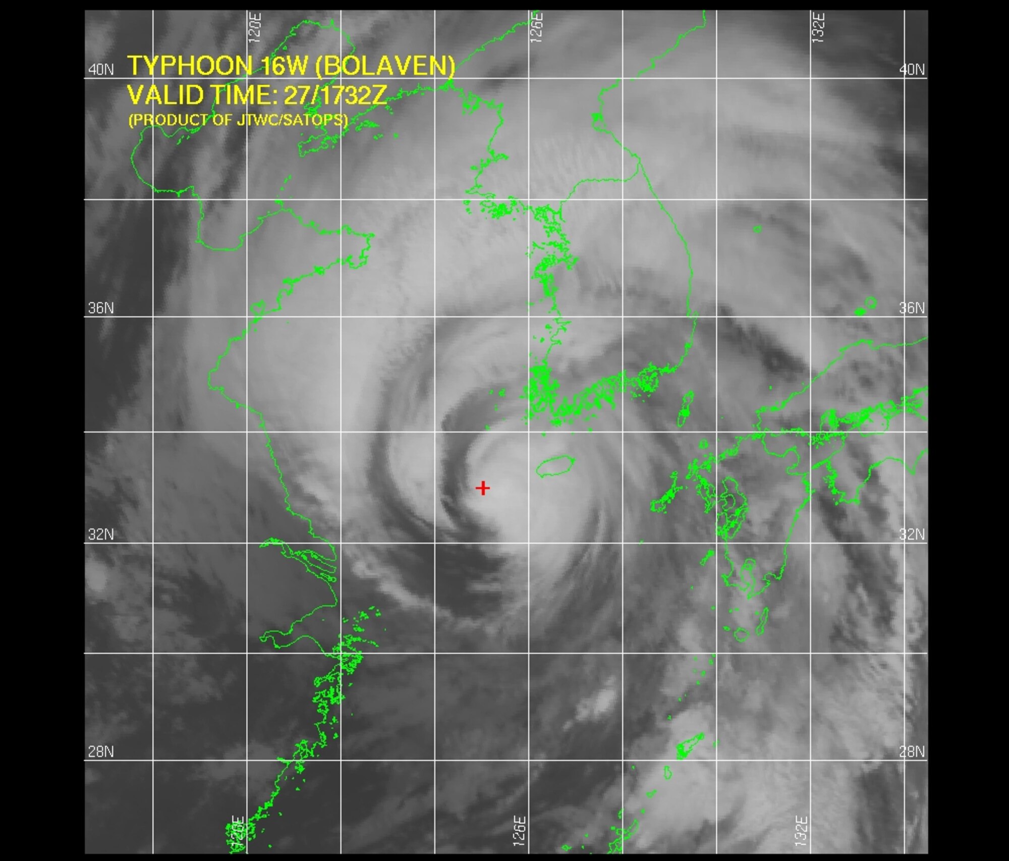 Typhoon Bolaven (Satellite image courtesy of the Joint Typhoon Weather Center)