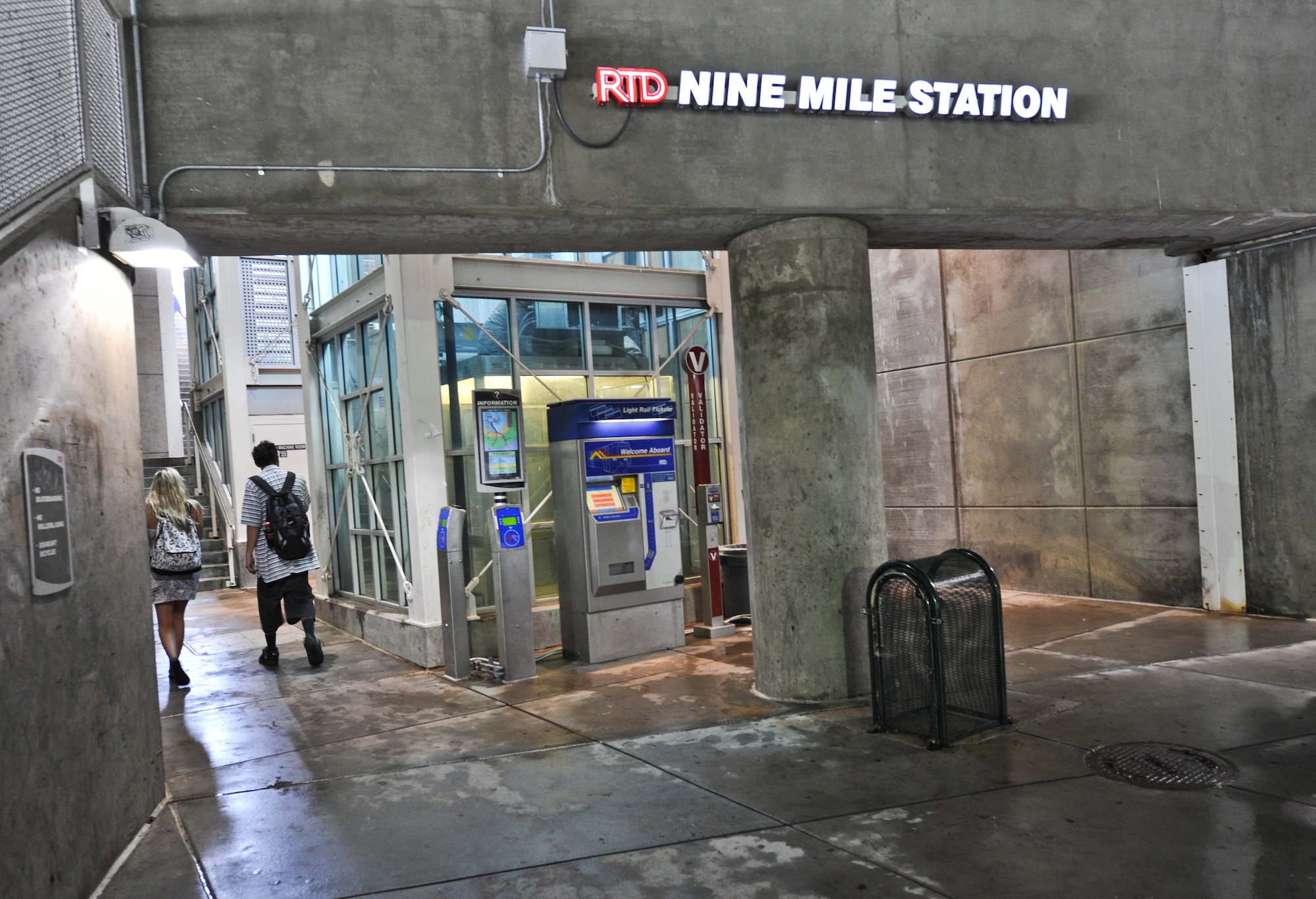 DENVER – Light Rail passengers head up to the boarding location Aug. 24, 2012. Nine Mile Station is one of many Regional Transportation District Light Rail System stations available for customers to park and board the light rail to their destination. Nine Mile Station is the closest to Buckley Air Force Base, Colo. and is free for active-duty service members. (U.S. Air Force photo by Senior Airman Christopher Gross)