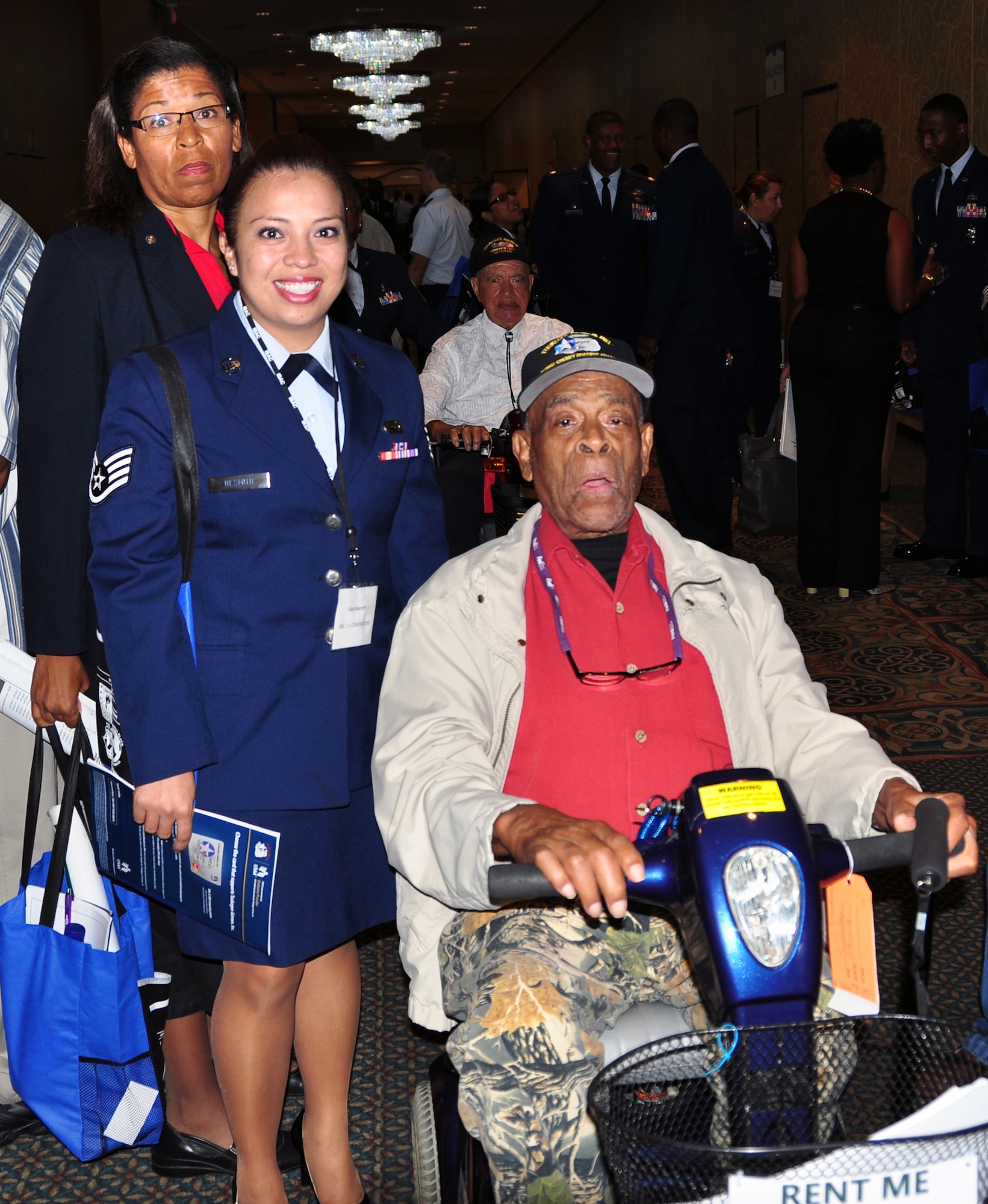 Staff Sgt. Dalia Nesmith, 94th Airlift Wing equal opportunity specialist, attended the Tuskegee Airmen Inc.’s 2012 national convention in Las Vegas July 31 – Aug. 3. Nesmith had to opportunity to meet and speak with several members of the Tuskegee Airmen and hear their compelling stories. (U.S. Air Force photo/Senior Airman Elizabeth Van Patten)