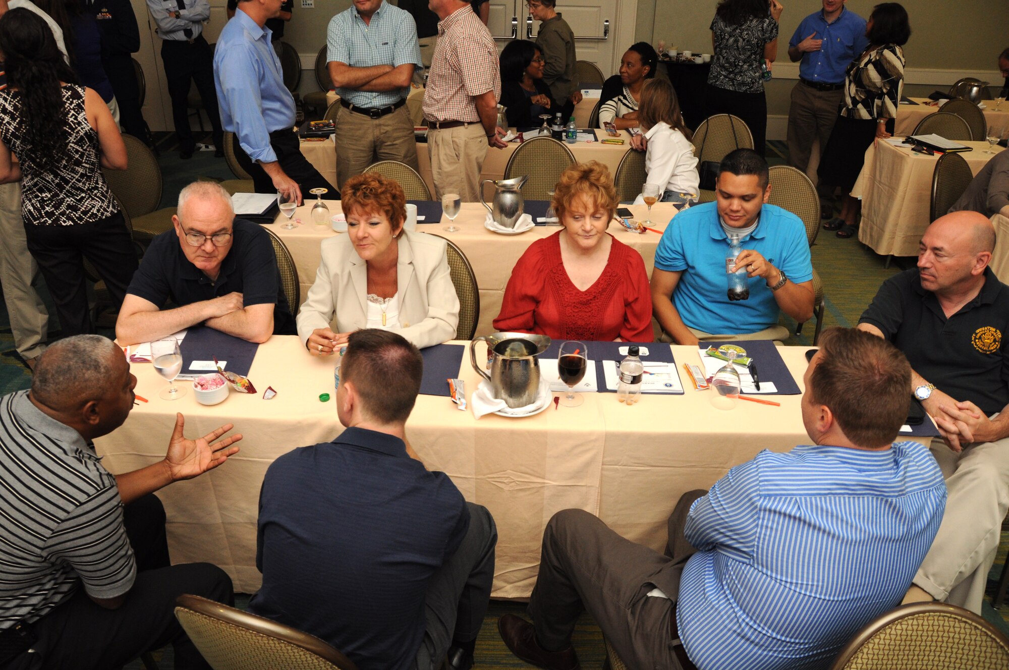 Members from the 315th Airlift Wing at Joint Base Charleston, S.C. attend a break out session during the senior leadership training conference Aug 26-27 at the Crown Plaza Hotel in North Charleston, S.C.  The conference provided a forum for senior leaders to focus on current U.S. Air Force changes and key issues which directly impact their day-to-day operations. (U.S. Air Force Photo/Staff Sgt. Shane Ellis)