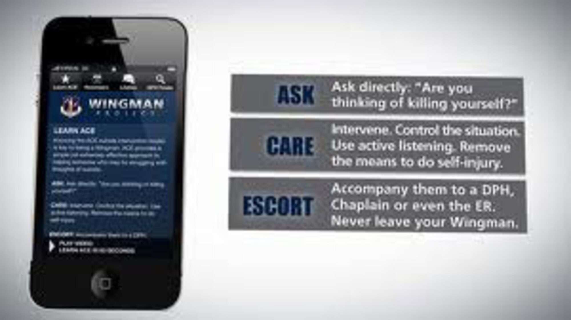 The Wingman application, or app, provides Airmen with a quick link to suicide prevention materials other resources that can be accessed through their smartphone.