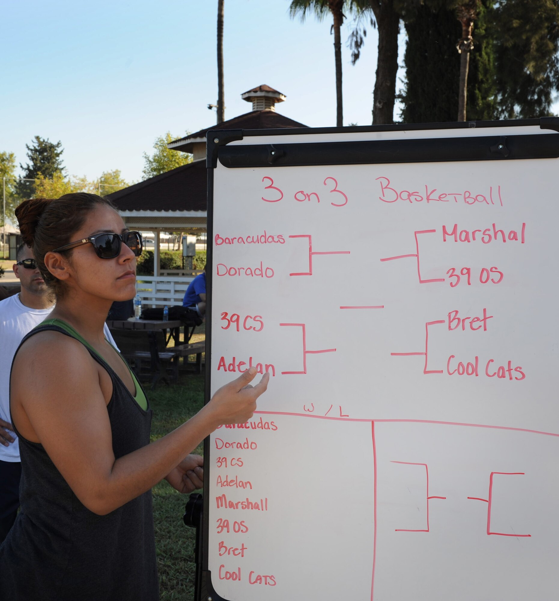 Airmen of Team Incirlik participate in the Airman Leadership School Olympics Aug. 24, 2012, at Incirlik Air Base, Turkey. The event began with a 2.2 mile run, followed by 3-on-3 basketball and volleyball tournaments. (U.S. Air Force photo by Senior Airman Anthony Sanchelli/Released)
