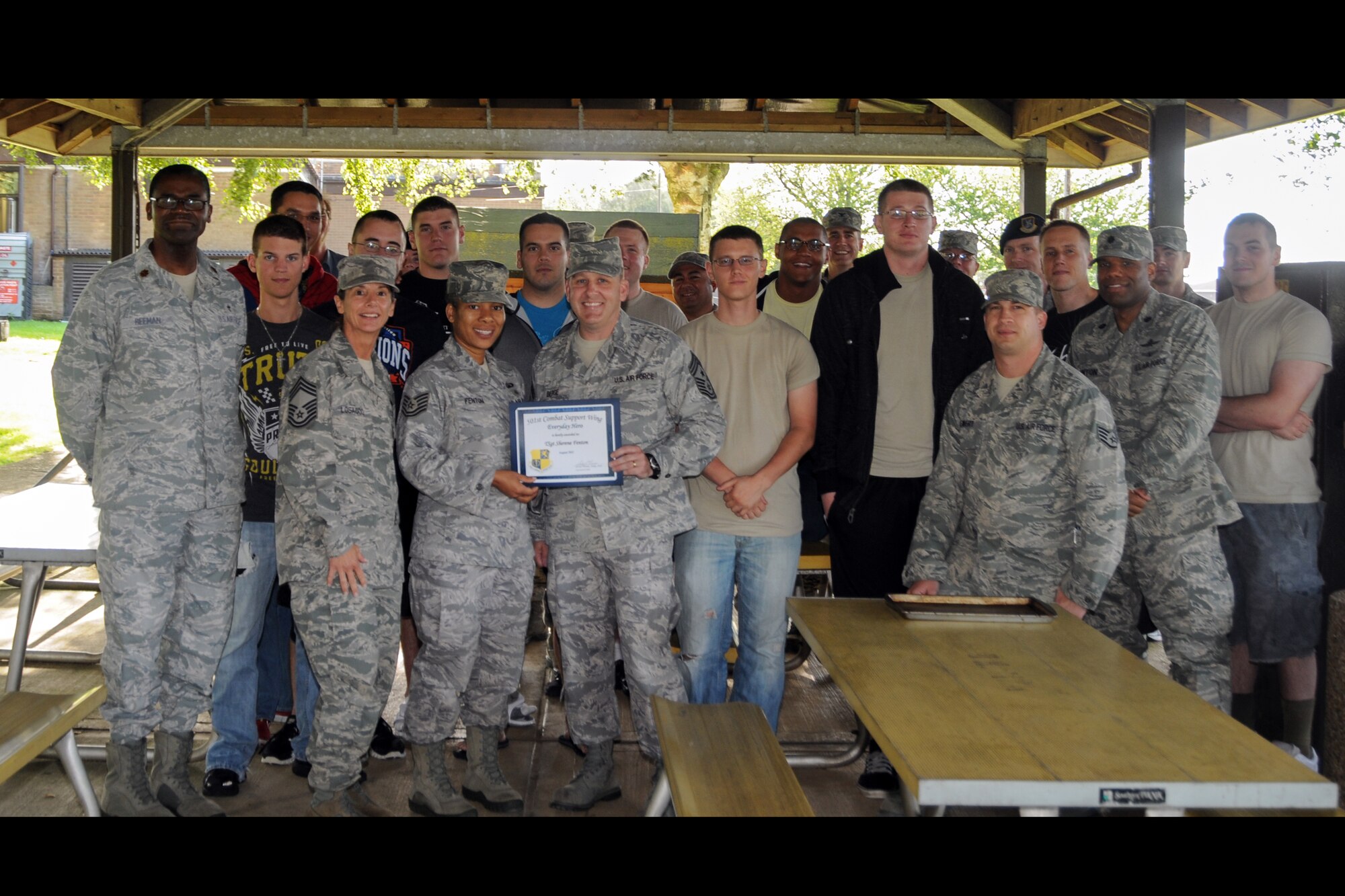 RAF CROUGHTON, United Kingdom – Tech. Sgt. Sherene Fenton, 422nd Air Base Group chaplains assistant, was named the August 501st CSW Everyday Hero from the 422nd ABG. 

Fenton is instrumental in providing religious accommodation, major faith group requisites, privileged communication and religious program management for the base populous. She also serves as the Air Force Aid office for RAF Croughton where she provides emergency financial assistance to Airman and their families. (U.S. Air Force photo by Staff Sgt. Jason Kimball)