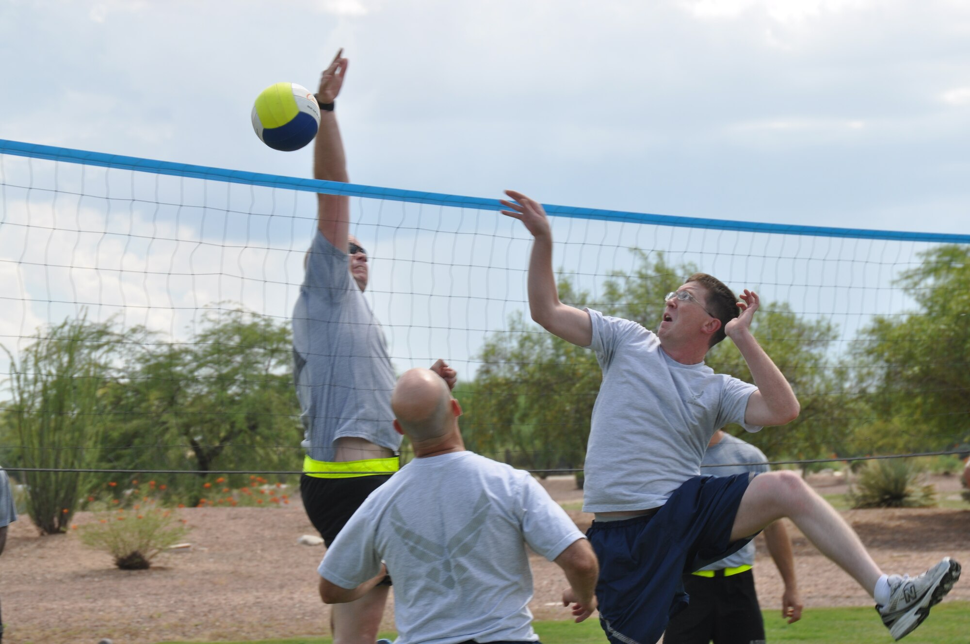 DAVIS-MONTHAN AFB, Ariz. – Members of 12th Air Force (Air Forces Southern) participate in sports day as part of the 70th Anniversary Celebration here, Aug. 24. (Photo by Master Sgt. Kelly Ogden/Released).