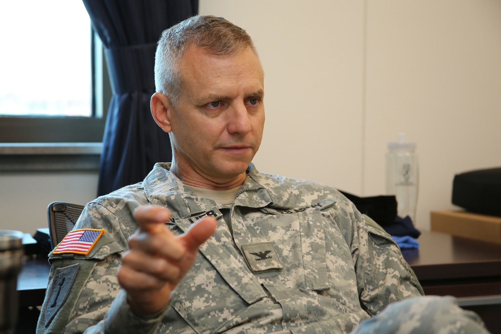 U.S. Army Col. Jim Chevallier, newly installed 502nd Air Base Wing and Joint Base San Antonio vice commander, discusses his vision of the joint base Aug. 24 at JBSA-Fort Sam Houston.