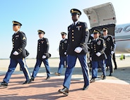 The remains of Sgt. Louis R. Torres were transported through Joint Base San Antonio-Randolph Aug. 29. JBSA-Randolph's Harmon Drive was lined with 
Randolph employees and family members paying final tribute to Torres as his remains were transported back to Ohio. Torres was assigned to the 2nd Battalion, 3rd Infantry Regiment, 3rd Stryker Brigade Combat Team, 2nd Infantry Division at Joint Base Lewis-McChord.  He deployed to Afghanistan with his brigade in December 2011 for his second deployment in support of Operation Enduring Freedom.  He died Aug. 22 from wounds suffered after he encountered an enemy IED Aug. 6 in Kandahar. (U.S. Air Force photo by Benjamin Faske)