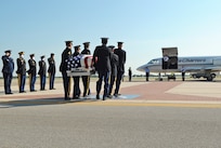 The remains of Sgt. Louis R. Torres were transported through Joint Base San Antonio-Randolph Aug. 29. JBSA-Randolph's Harmon Drive was lined with 
Randolph employees and family members paying final tribute to Torres as his remains were transported back to Ohio. Torres was assigned to the 2nd Battalion, 3rd Infantry Regiment, 3rd Stryker Brigade Combat Team, 2nd Infantry Division at Joint Base Lewis-McChord.  He deployed to Afghanistan with his brigade in December 2011 for his second deployment in support of Operation Enduring Freedom.  He died Aug. 22 from wounds suffered after he encountered an enemy IED Aug. 6 in Kandahar. (U.S. Air Force photo by Benjamin Faske)