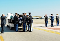 The remains of Sgt. Louis R. Torres were transported through Joint Base San Antonio-Randolph Aug. 29. JBSA-Randolph's Harmon Drive was lined with 
Randolph employees and family members paying final tribute to Torres as his remains were transported back to Ohio. Torres was assigned to the 2nd Battalion, 3rd Infantry Regiment, 3rd Stryker Brigade Combat Team, 2nd Infantry Division at Joint Base Lewis-McChord.  He deployed to Afghanistan with his brigade in December 2011 for his second deployment in support of Operation Enduring Freedom.  He died Aug. 22 from wounds suffered after he encountered an enemy IED Aug. 6 in Kandahar. (U.S. Air Force photo by Benjamin Faske)