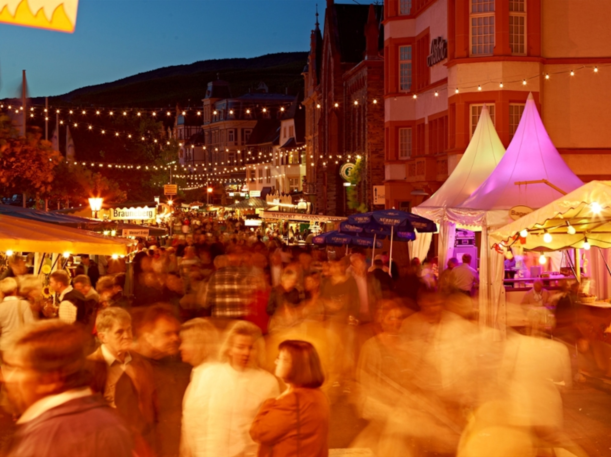 SPANGDAHLEM AIR BASE, Germany – Attendees of the Berkastel-Kues Middle Mosel wine festival walk through the city streets during the festival. One key highlight of the wine festival will be a fireworks display from the Burg Landshut castle and the Mosel shore from 9 - 9:30 p.m. Sept. 1. It is known as the biggest pyrotechnic spectacle on the Mosel. This year's festival takes place Aug. 30 through Sept. 4. (Courtesy photo)