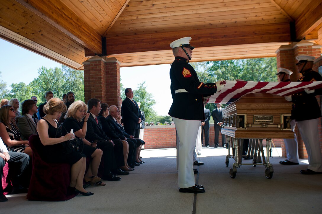 A funeral ceremony is conducted for Henry H. Black, seventh sergeant major of the Marine Corps, at Marine Corps Base Quantico, Va., Aug. 29. Black passed away in his home in Fredericksburg, Va., Aug. 24. He served in Korea and Vietnam and earned a Silver Star, Bronze Star, Purple Heart, and Combat Action Ribbon.
