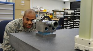 U.S. Air Force Airman 1st Class Jason Stackens serves as a 366th Component Maintenance Squadron precision measurement equipment laboratory technician and was selected as the squadron’s Warrior of the Week. (U.S. Air Force photo/Airman 1st Class Heather Hayward)