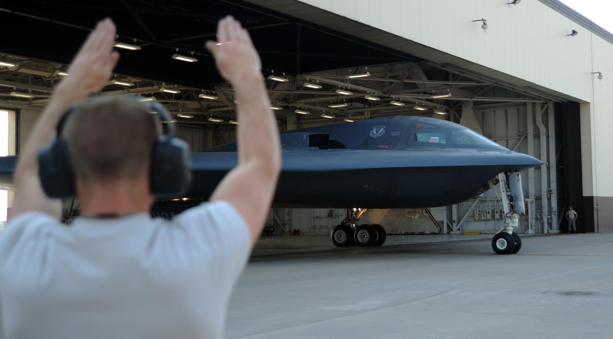 A B-2 Spirit from the 509th Bomb Wing taxis before launching in support of a nuclear operational readiness exercise Aug. 29, held at Whiteman Air Force Base, Mo. The NORE exercises Team Whiteman's ability to perform their tasked nuclear mission, which includes generating aircraft, preparing aircrews and controllers, and exercising the bomber strategic aircraft recovery team. (U.S. Air Force photo/Senior Airman Nick Wilson) (Released)




