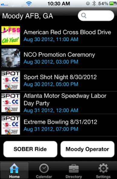 My Military Communities application helps Airmen find events going on around base. MyMC2 is the first mobile application in the Air Force that will list events on base and put it in a single location. The app is a free download and is now available through both the Android Play Store and Apple’s App Store. (U.S. Air Force illustration by Staff Sgt. Ciara Wymbs)