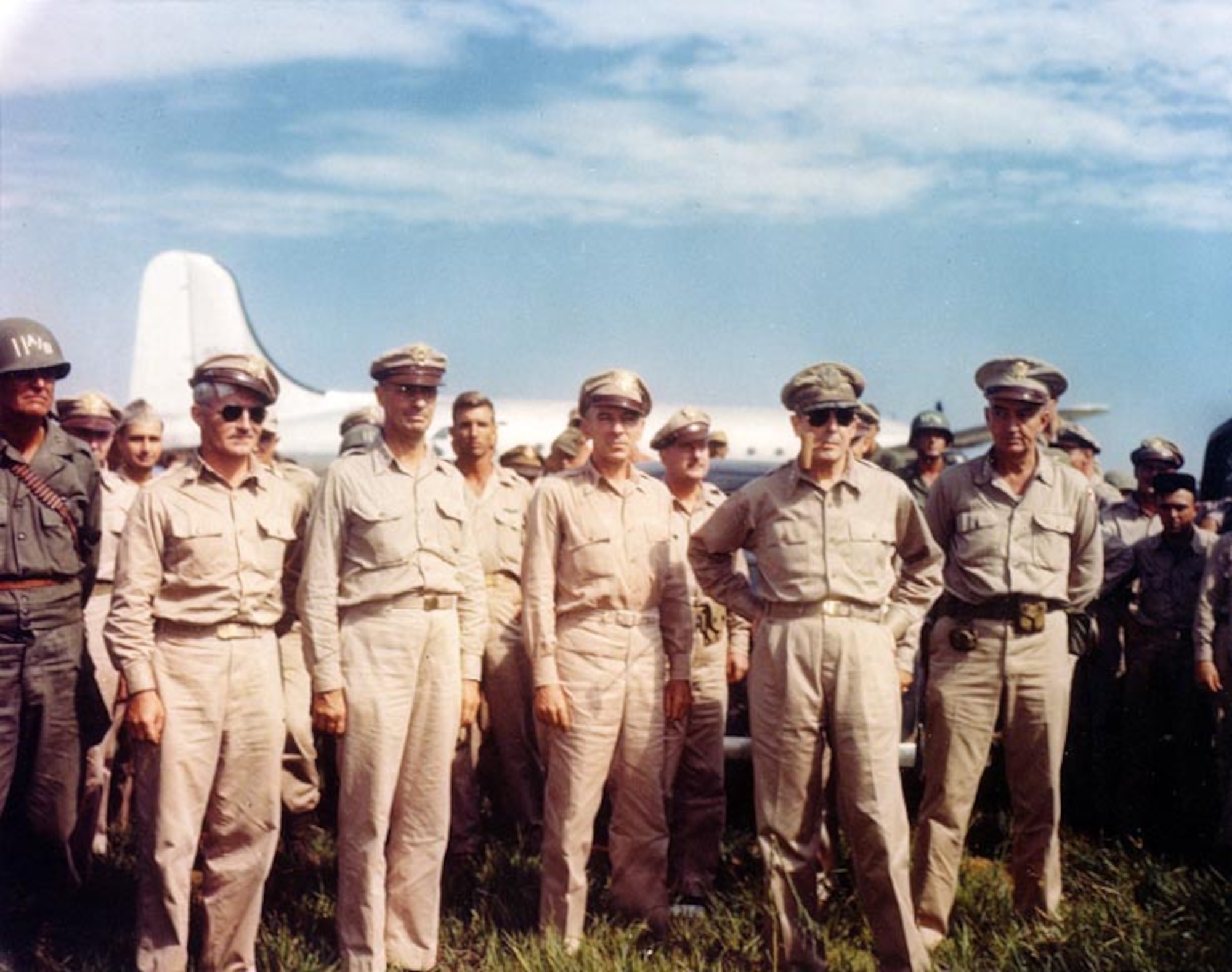 On Aug. 28, 1945, the postwar occupation of Japan began as an advance party of the 68th Army Airways Communications System (which later became Air Force Communications Service/Air Force Communications Command) Group flew into Atsugi Field near Tokyo and set up the communications equipment necessary to guide in the first contingent of occupation troops. Col. Gordon Blake for whom today’s USAF “Blake Aircraft Save Award” is named and his AACS crew, part of a 150-man task force, flew from Okinawa to Atsugi with 24 C-47 aircraft laden with equipment. Not knowing what their arrival would bring, the AACS lost no time in getting operations into full swing, and by Aug. 29, the Atsugi control tower was completed. The first planes to arrive on Aug. 30 were five more C-47s, carrying components to set up an airborne radio station. Within a few hours, the first C-54 aircraft of the official occupation forces landed at Atsugi and Blake’s AACS crew began directing takeoffs and landings at the rate of one every two minutes. The airlift ended 13 days later without a single fatal aircraft accident. In total, 1,336 C-54 flights brought the 11th Airborne Division, the 27th Infantry Division and advanced echelons of General MacArthur’s headquarters, Far East Air Force and the Eighth Army.