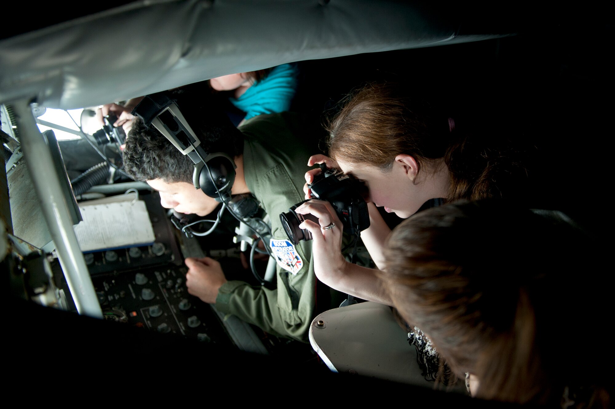 SPANGDAHLEM AIR BASE, Germany – An 81st Fighter Squadron A-10 Thunderbolt II receives fuel here Aug. 30 from a 351st Air Refueling Squadron KC-135 Stratotanker from Royal Air Force Mildenhall, England, during an orientation flight for 52nd Fighter Wing spouses. The flight allowed spouses to get an up-close view of 81st FS aircraft from Spangdahlem AB during in-flight refueling. The 351st ARS and 52nd FW aircrew train together to enhance their interoperability to perform in-flight refueling missions. (U.S. Air Force photo by Airman 1st Class Dillon Davis/Released)