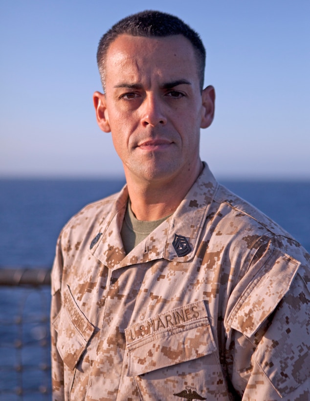 1st Sgt. Jose Guerreiro-Pereira, the company first sergeant of the Ground Combat Element for Security Cooperation Task Force, Africa Partnership Station 2012 has spent over 16 years rising through the ranks of the United States Marine Corps, gaining a greater understanding of courage and the traits which define a leader.