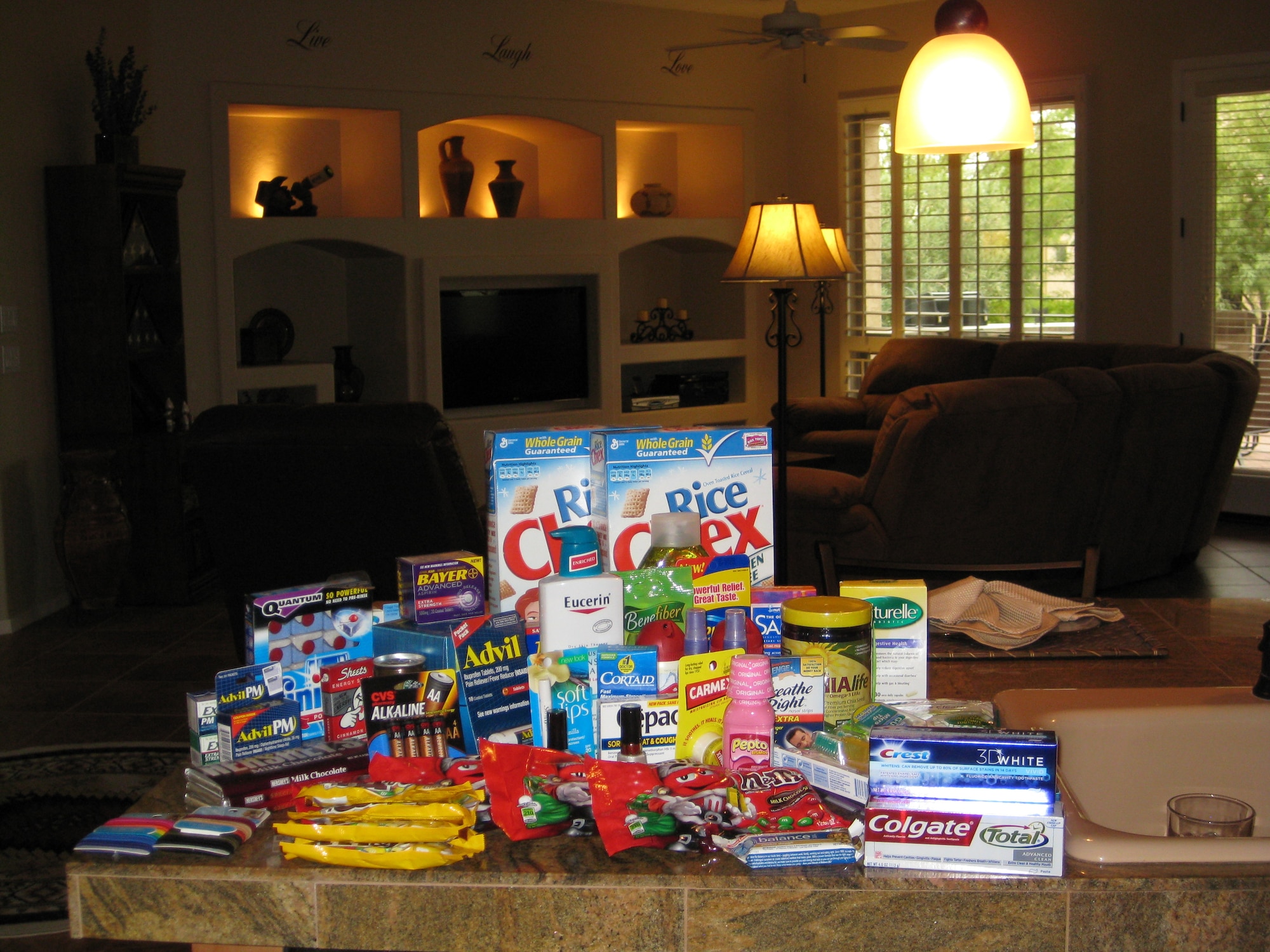 Tammy Dupuis, 56th Force Support Squadron Airman and Family Readiness Center resource coordinator, purchased the items during one of many coupon shopping quests.  On this particular haul Dupois paid $3 for $195 worth of product.  (Courtesy photo)