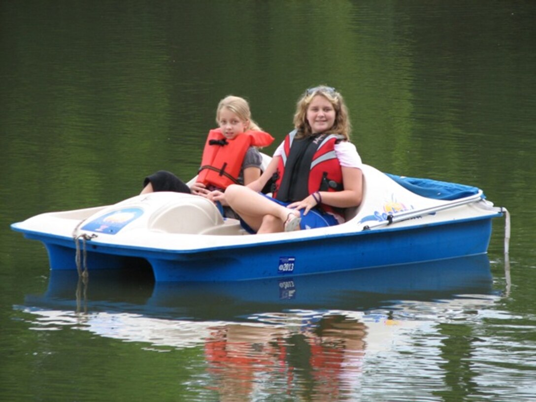 Girls enjoying a paddleboat ride near Afton Landing.