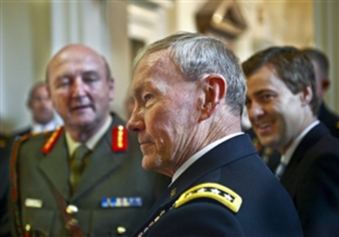 U.S. Army Gen. Martin E. Dempsey, chairman of the Joint Chiefs of Staff, receives a briefing in Dublin, Aug. 31, 2012.