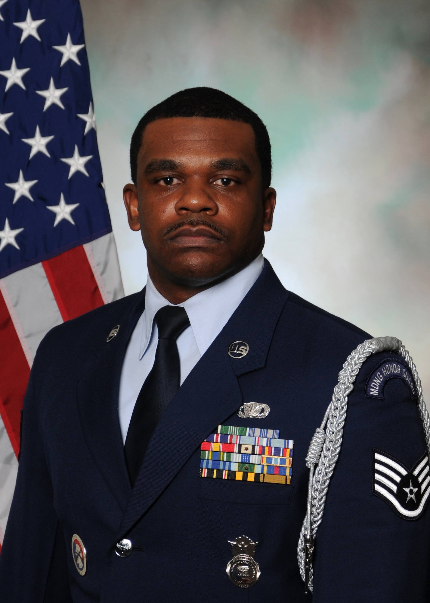 Staff Sgt. Tyrell Fleming, 175th Security Forces Squadron, was named the 2013 Maryland Air National Guard Outstanding Honor Guard Member of the Year during the annual Airman Recognition Ceremony. The ceremony was held at Warfield Air National Guard Base, Baltimore, Md. December 2, 2012. (National Guard Photo by Staff Sgt. Benjamin Hughes/Released)