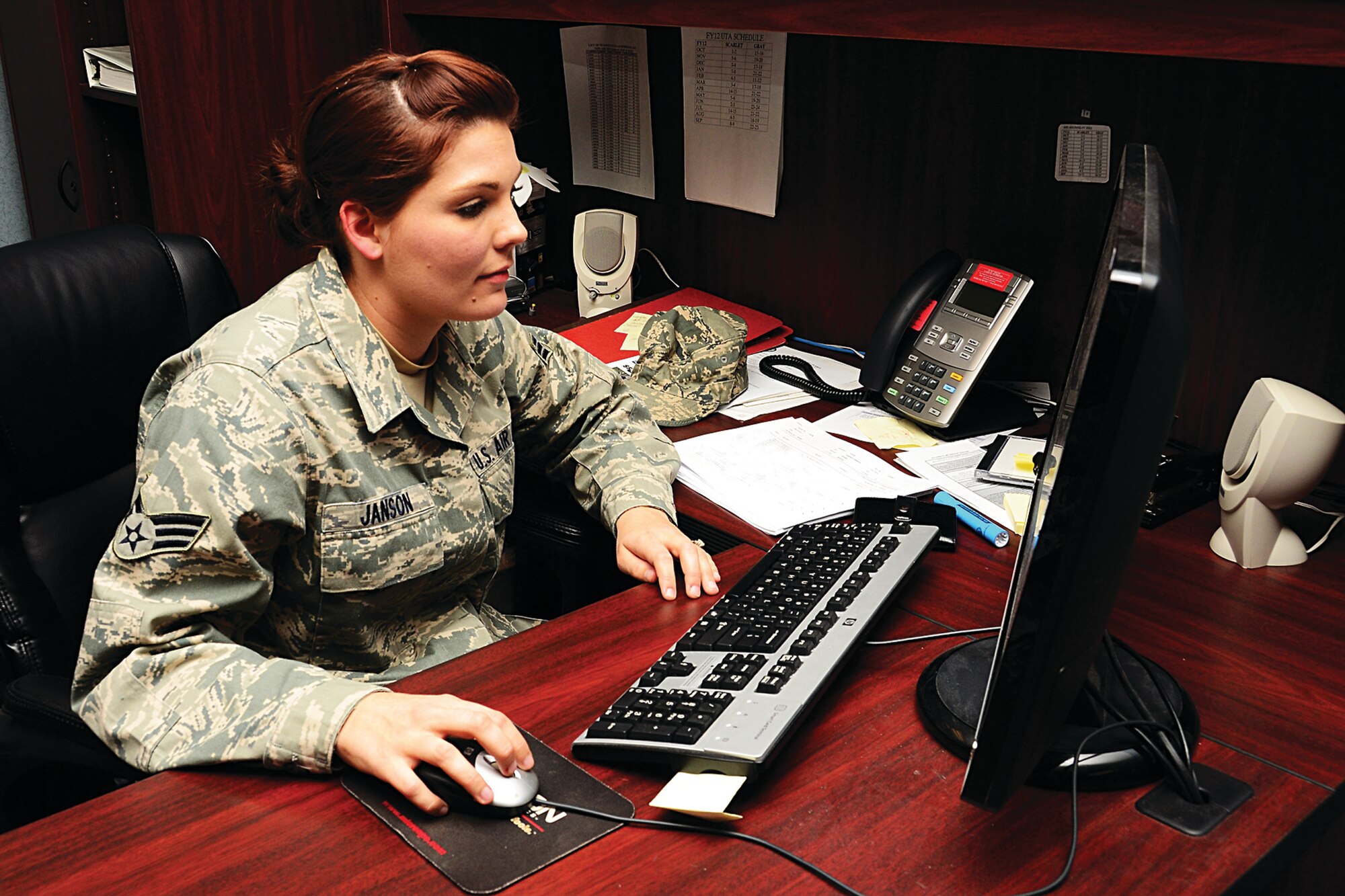WRIGHT-PATTERSON AIR FORCE BASE, Ohio - Senior Airman Ashlee Janson, 445th Maintenance Operations Squadron maintenance management analyst, is the 445th Airlift Wing's December 2012 Spotlight Performer. (U.S. Air Force photo/Staff Sgt. Mikhail Berlin)

