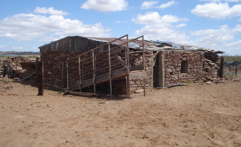 UTE LAKE, N.M., -- This photo shows the remains of the original Ute Lake Ranch headquarters. Based on the artifact assemblage present and condition of the structures present, it was probably built in the 1930s.