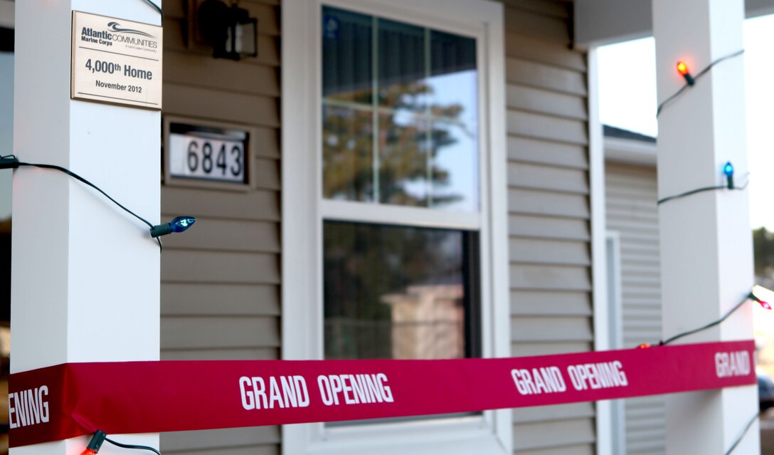 Leaders from Atlantic Marine Corps Communities welcomed new residents to its 4,000th newly built or reconstructed home along with leaders from Marine Corps Base Camp Lejeune and base housing Nov. 29. The new home is in the staff noncommissioned officer enclave in Knox Landing.