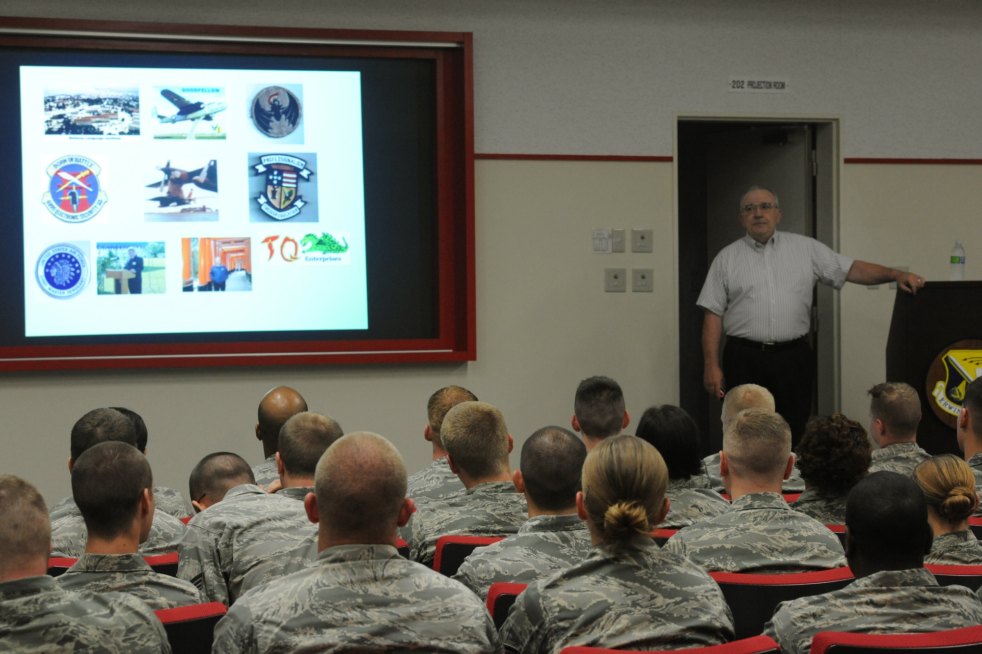 Mel Hagan, University of Phoenix associate faculty member, gives a leadership class to the Erwin Professional Military Education Center’s Airman Leadership School Class 13-A on Kadena Air Base, Japan, Nov. 29, 2012. The University of Phoenix started this program for members across Okinawa to help advance education in the community. Members who attend these seminars also receive professional development credits through the Airman and Family Readiness Center. (U.S. Air Force photo/Airman 1st Class Malia Jenkins) 