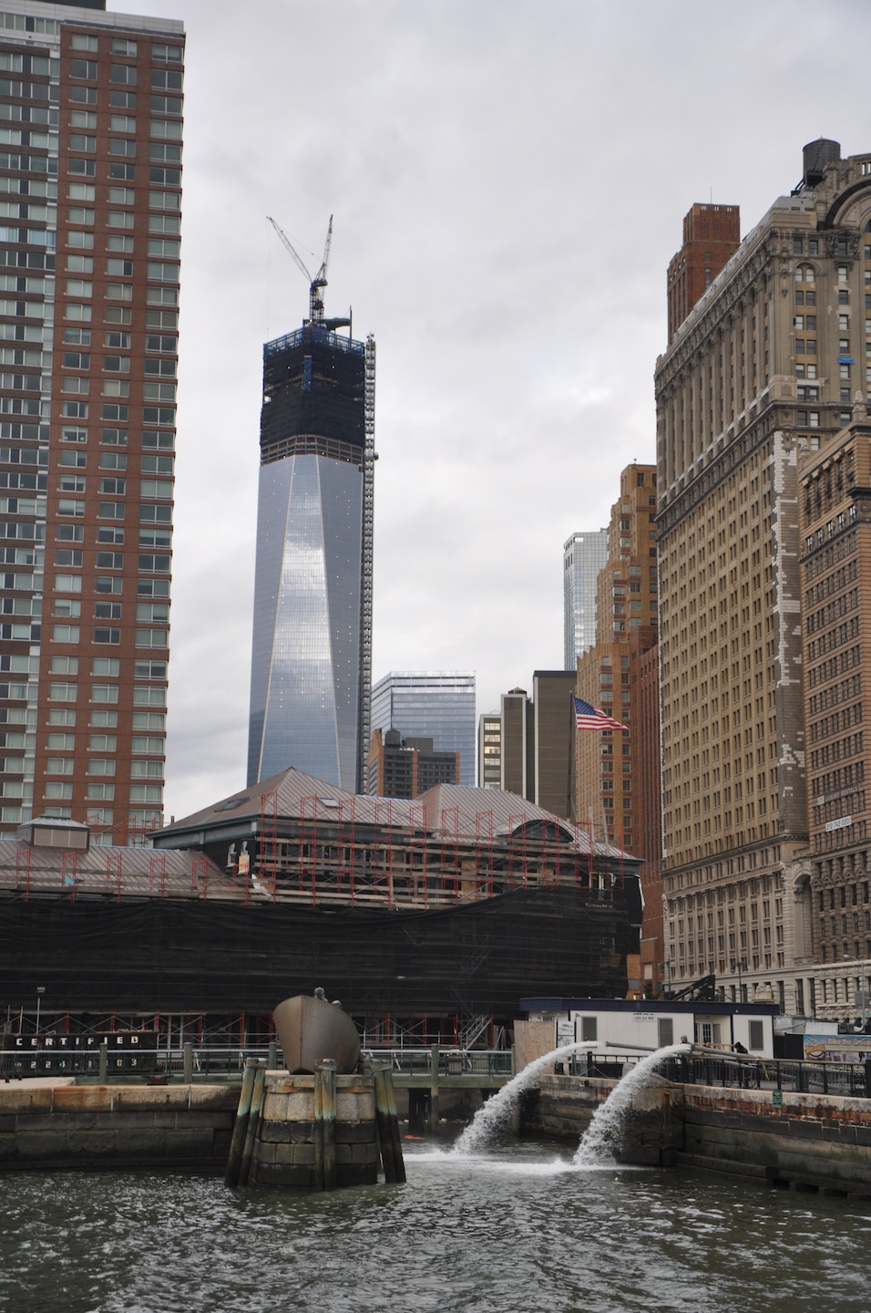 Some of an approximate total of 57 million gallons of water is pumped out of the Battery Park Underpass just days after Sandy hit as part of the U.S. Army Corps of Engineers' unwatering mission. The Battery Park Underpass is the roadway underneath Battery Park that connects West Street to FDR Drive.  