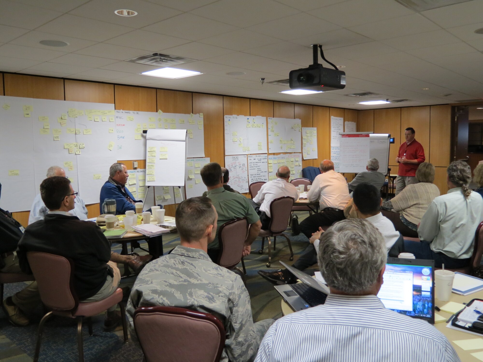 TYNDALL AIR FORCE BASE, Fla. -- The Air Force Civil Engineer Center Energy Director Rick Stacey leads a rapid improvement event focused on energy service performance contracts here Nov. 29. (U.S. Air Force photo/Eddie Green)  
