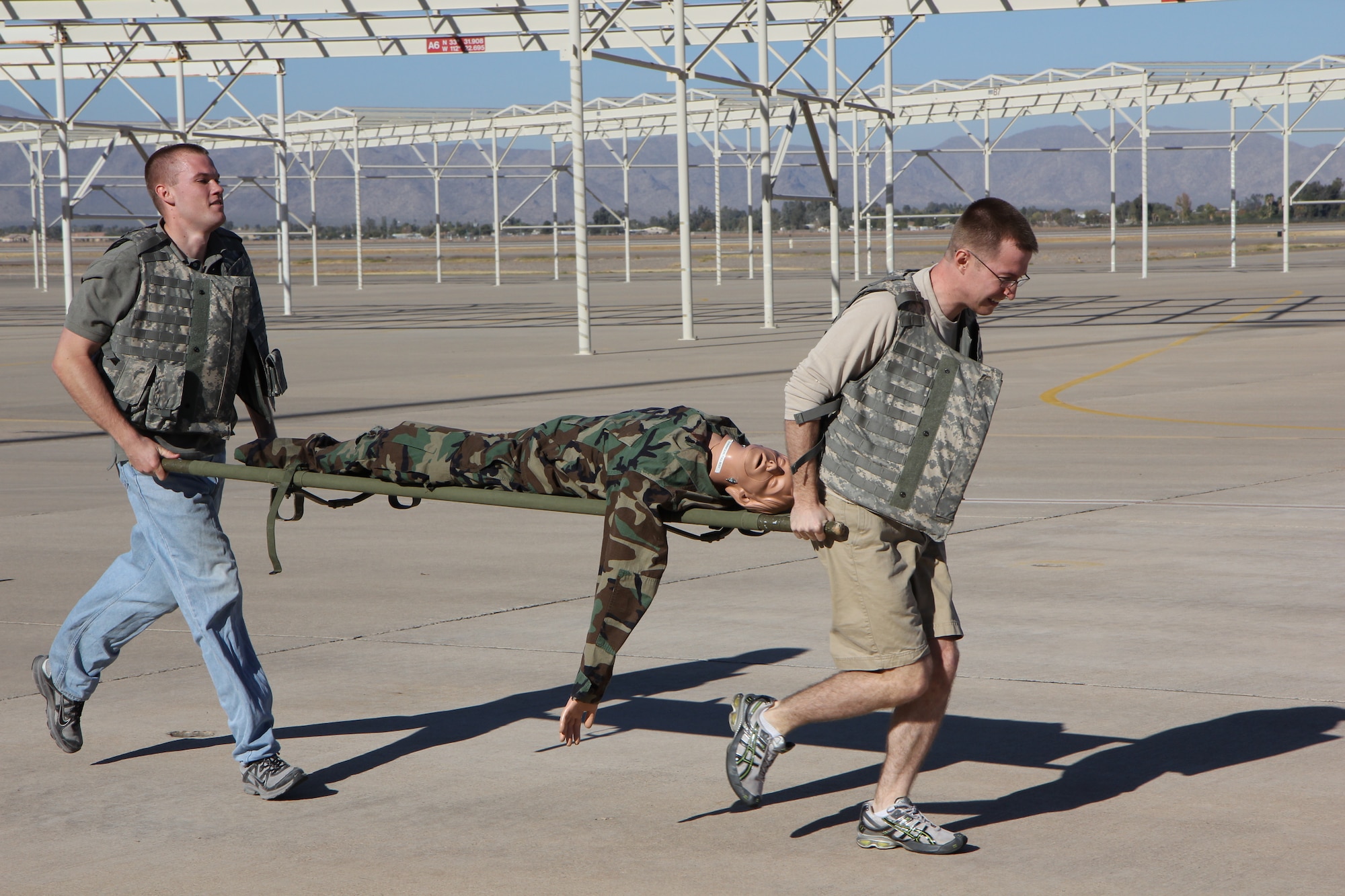 Over 700 Reservists and their families took advantage of the beautiful weather on Sunday to come out to the 944th Fighter Wing's annual Family Day. This year the activities kicked off with a warrior challenge competition. Teams competed by pushing humvees, rolling giant tires, carrying litters with “patients” on them and several other activities.  (U.S. Air Force photo/Tech Sgt. Phyllis Keith)
