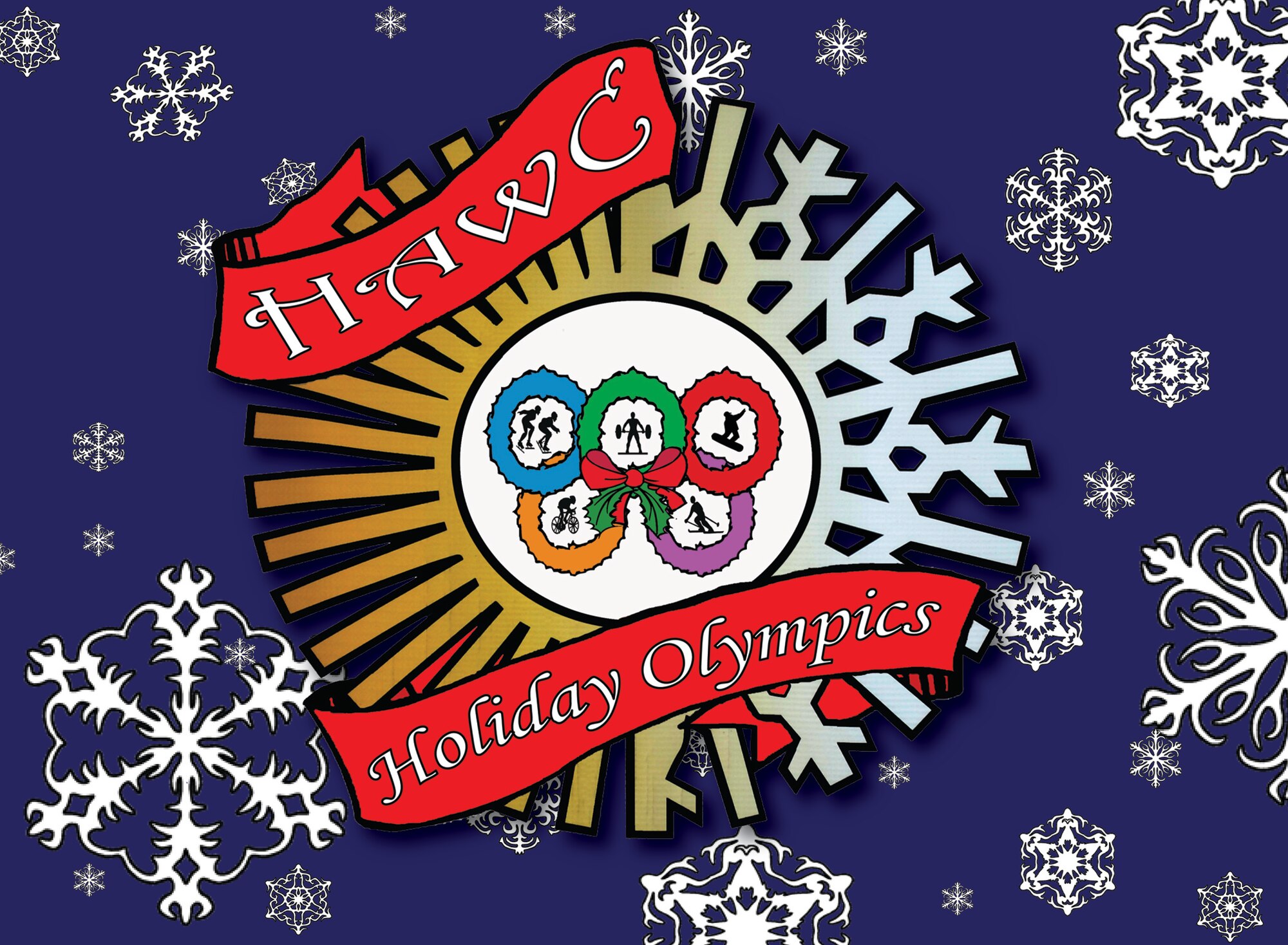 HAWC Holiday Olympics logo was created to promote the Health and Wellness Center at Grand Forks Air Force Base, N.D.'s fitness challenge program designed to encourage service members and their families to maintain and improve their fitness levels during the 2012 winter holiday season. The HAWC Holiday Olympics helps promote the Air Force-wide fitness program known as Fit to Fight.(U.S. Air Force graphic/Senior Airman Luis Loza Gutierrez)