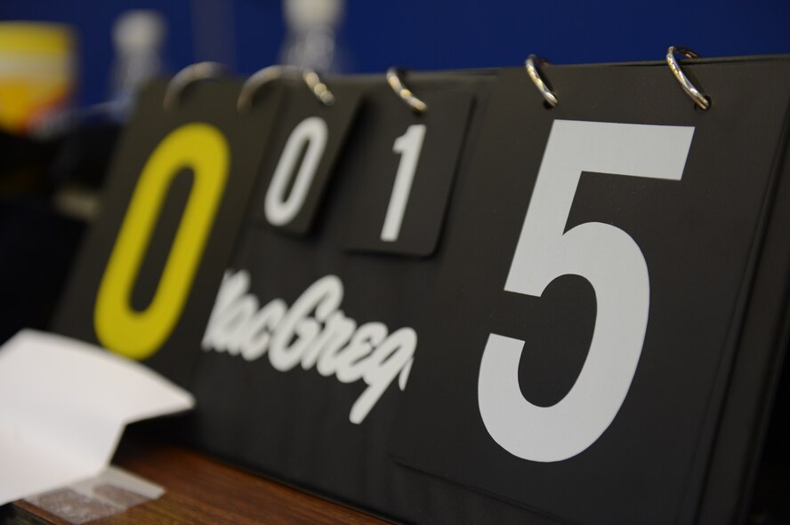 BITBURG ANNEX, Germany -- The final score of a wrestling match rests on a table during a wrestling tournament at Bitburg High School Dec. 1, 2012.  The Bitburg High School wrestling team took home second place, behind Kaiserslautern High School, in the tournament. (U.S. Air Force photo By Airman 1st Class Gustavo Castillo/Released)