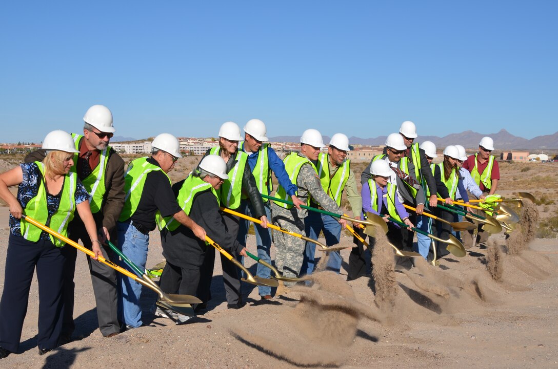 LAS CRUCES, N.M., -- Las Cruces City Officials join with Corps of Engineer representatives to breaking ground for the project.