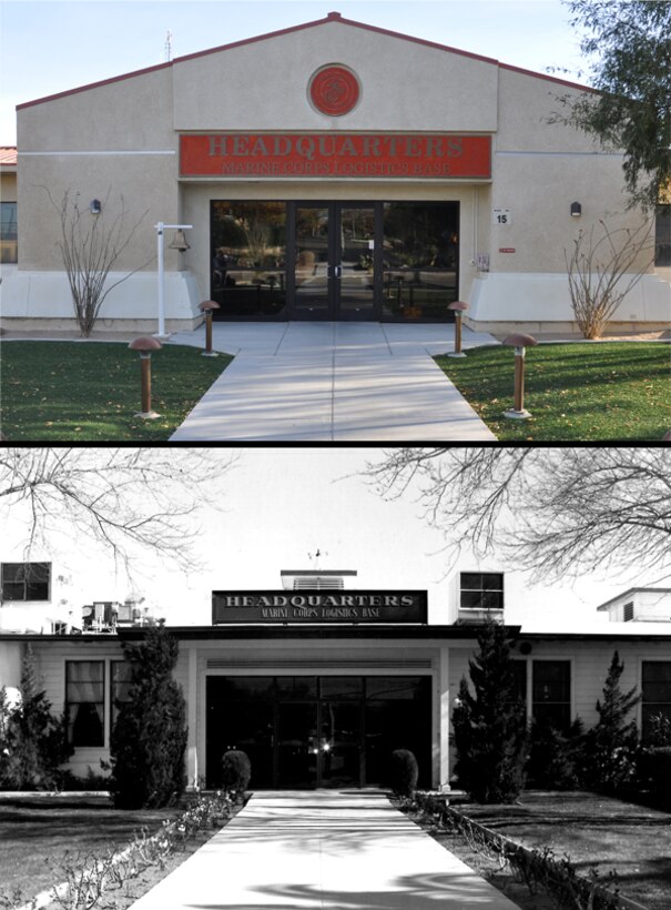 Below, building 15 aboard Marine Corps Logistics Base Barstow, Calif., acts as the headquarters office for Marines stationed aboard the base. The building is one of the many still standing today that's been in operation for decades. Above, building 15 has been renovated several times but still serves the same purpose it has for the last several decades. December 28, 2012 marks MCLB Barstow's 70th anniversary.


