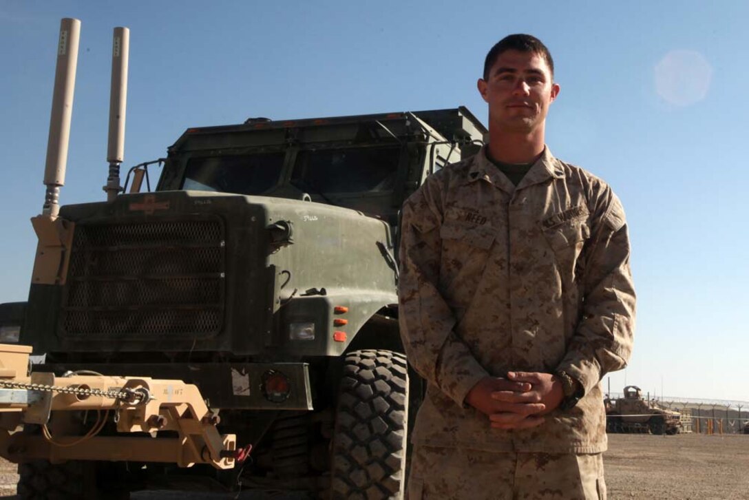 Corporal Cameron Reed, a motor transport operator with Regimental Combat Team 7 and a native of Thomasville, Ga., left his small, southern town looking for a new experience. Two years after becoming a Marine, Reed is now supporting infantry battalions in Helmand province, Afghanistan.