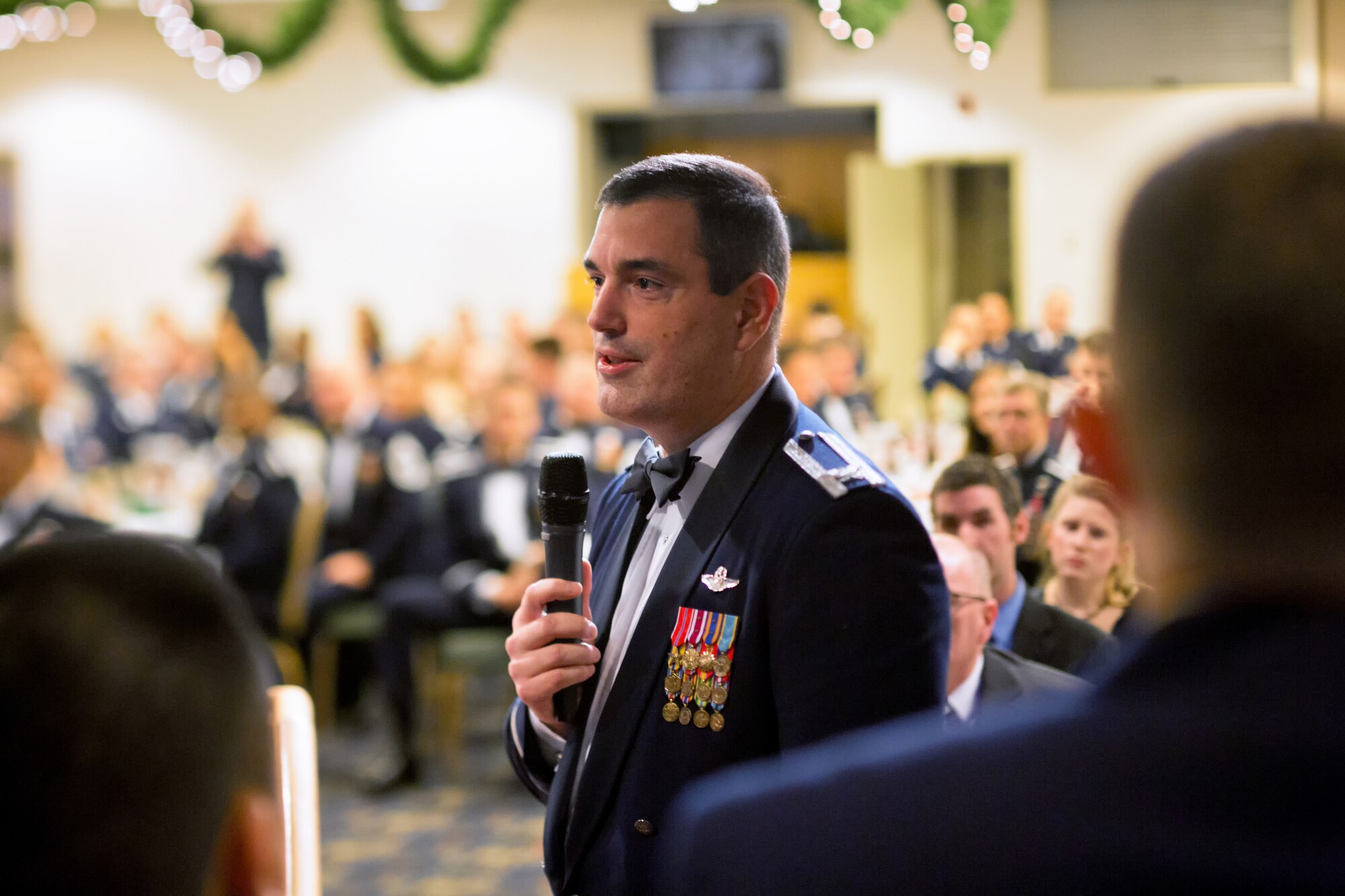 YOKOTA AIR BASE, Japan -- Col. Mark August, 374th Airlift Wing commander, gives closing remarks during the Airman Leadership School 13-A graduation ceremony at Yokota Air Base, Japan, Dec. 6, 2012. (U.S. Air Force photo by Osakabe Yasuo)