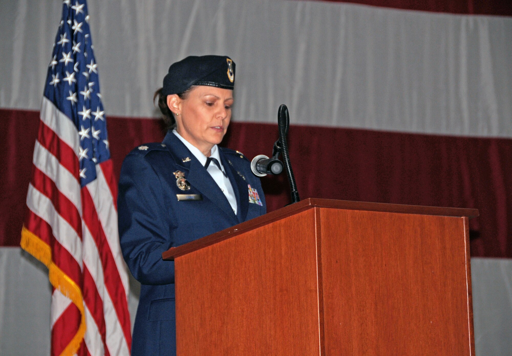 Lt. Col. Amy Evans became commander of the 944th Security Forces Squadron in an assumption-of-command ceremony here Saturday. Evans comes to the 944th Fighter Wing from Strategic Command, Offutt Air Force Base, NE, where she served as Individual Mobilization Augmentee to the Chief of Command Security. Lt. Col Debra Tofil, 944th Mission Support Group vice commander presided over the ceremony.
(U.S. Air Force photo/Tech Sgt. Louis Vega Jr.)