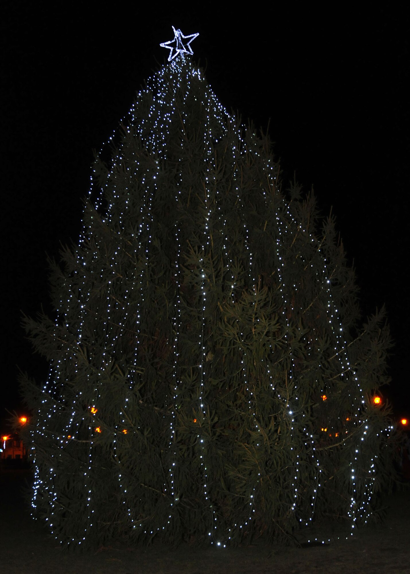 RAF Mildenhall hosted its annual Christmas tree lighting ceremony Dec. 7, 2012, at RAF Mildenhall, England. The ceremony celebrated the start of the holiday season for RAF Mildenhall. (U.S. Air Force photo by Airman 1st Class Kelsey Waters/Released)