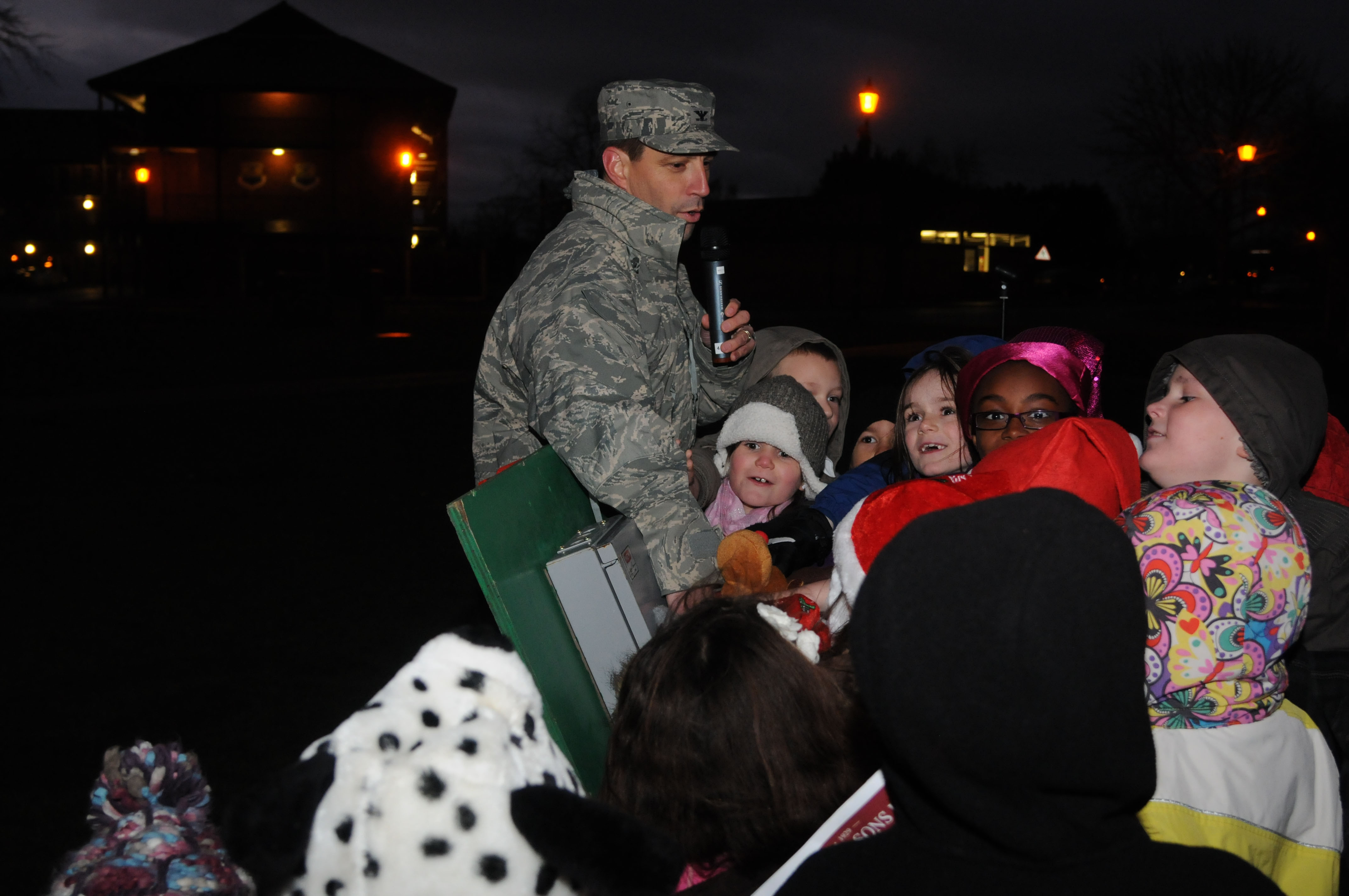 RAF Mildenhall's Christmas tree lights up the night > Royal Air Force