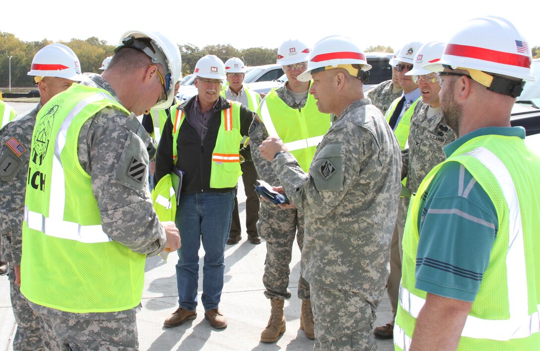 District personnel at Fort Riley showed Col. Anthony C. Funkhouser around projects on the installation. This was part of Funkhouser’s four-day visit to the Kansas City District. Photo by Steve Iverson.