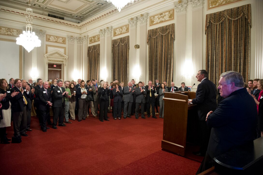 Defense Secretary Leon E Panetta Thanks Congressman Norm Dicks For His