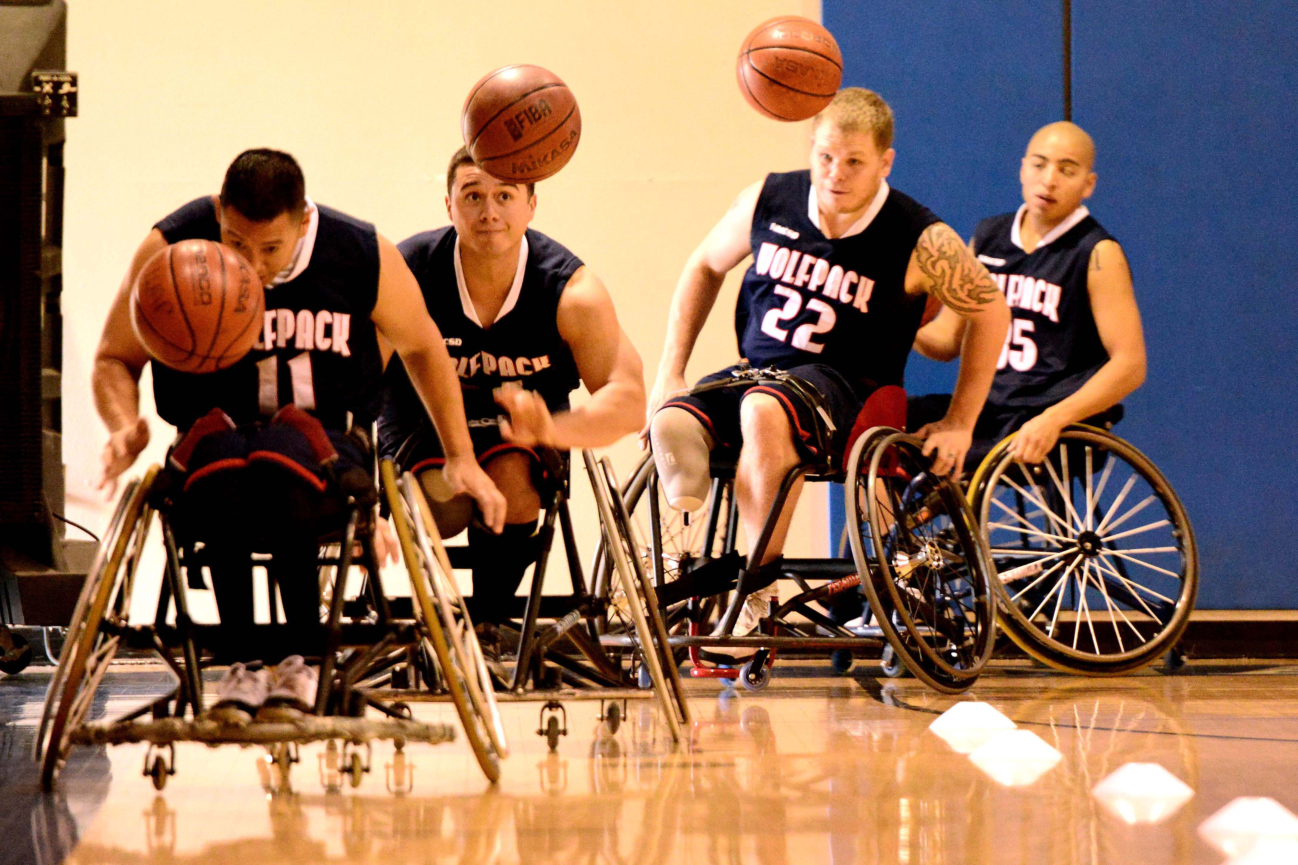 Members Of The Naval Medical Center San Diego Wheelchair Basketball Team Wolfpack Do Pace Drills During