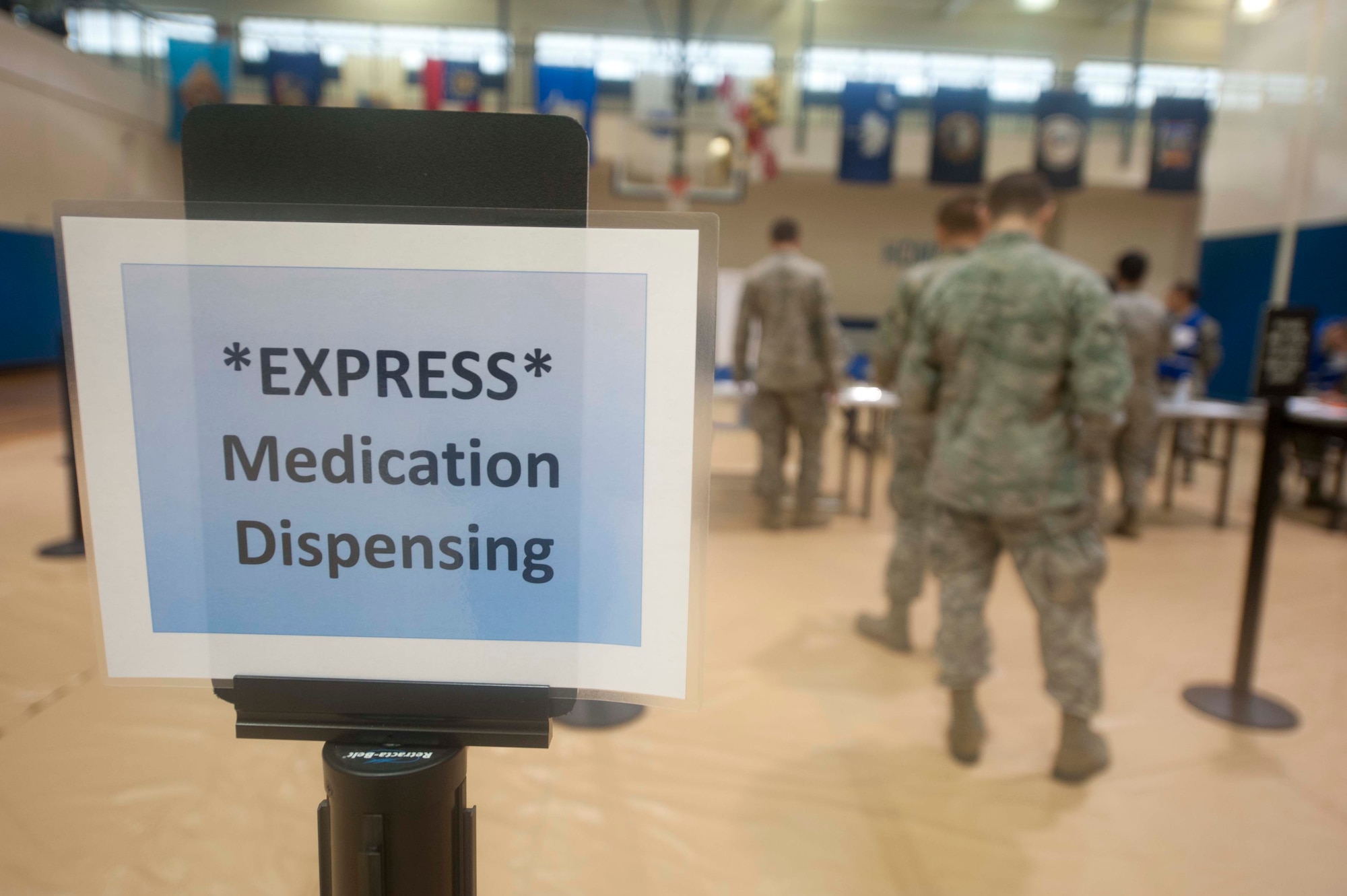 The 23rd Medical Group performs a disease containment exercise at the Freedom I Fitness Center at Moody Air Force Base, Ga., Dec. 7, 2012. The base conducts the annual exercise to practice its contamination control procedures. (U.S. Air Force photo by Airman Paul Francis/Released)
