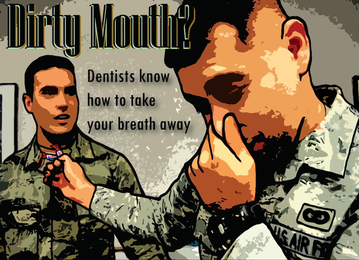 Dental officials from Grand Forks Air Force Base, N.D., say that that halitosis (bad breath) is preventable with  good oral hygiene. Prevention and treatment options recommended to avoid bad breath also include regular visits to the dentist, consistent oral hygiene, drinking water, chewing sugar free gum and keeping a clean tongue. (U.S. Air Force graphic/Senior Airman Luis Loza Gutierriez)