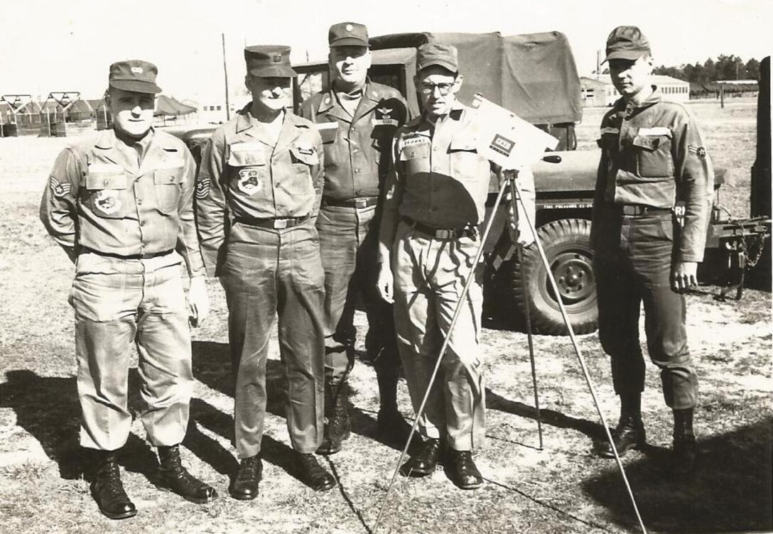 A group of Commando Combat Weather Team members participate in field
weather training at Alexandria Air Force Base, La., in the early 1960s. (courtesy photo)
