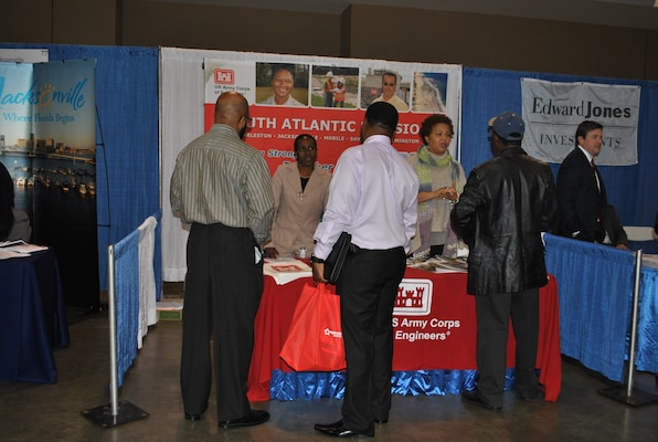 Lilly Chavis and Rosalind Smith from Human Resources provided information on employment to many veterans who visited the Corps’ booth.